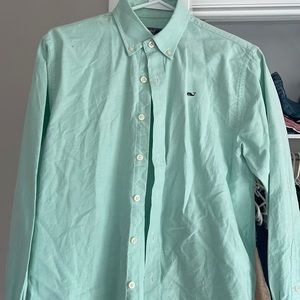 Boys green button down